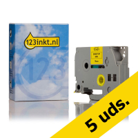 Marca 123tinta reemplaza a Pack: 5x Brother TZe-621 cinta negro sobre amarillo 9 mm