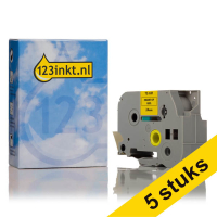 Marca 123tinta reemplaza a Pack: 5x Brother TZe-651 cinta negro sobre amarillo 24 mm 653079