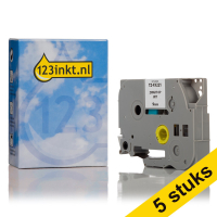 Marca 123tinta reemplaza a Pack: 5x Brother TZe-FX221 Flexi ID cintas negro sobre blanco de 9 mm