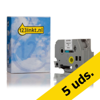 Marca 123tinta reemplaza a Pack: 5x Brother TZe-FX251 Flexi ID tape negro sobre blanco 24 mm TZeFX251C 650676