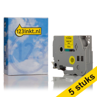 Marca 123tinta reemplaza a Pack: 5x Brother TZe-FX631 Flexi ID cintas negras sobre amarillas de 12 mm TZeFX631C 650669