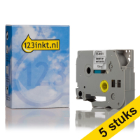 Marca 123tinta reemplaza a Pack: 5x Brother TZe-M931 cinta negra sobre plata mate 12 mm TZeM931C 650666