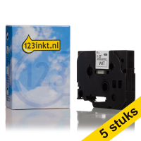 Marca 123tinta reemplaza a Pack: 5x Brother TZe-S211 cinta adhesiva extra negro sobre blanco 6 mm TZeS211C 650643