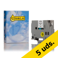 Marca 123tinta reemplaza a Pack: 5x Brother TZe-S221 cinta adhesiva extra negro sobre blanco 9 mm TZeS221C 650645