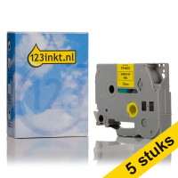 Marca 123tinta reemplaza a Pack: 5x Brother TZe-S631 cinta adhesiva extra negra sobre amarillo 12 mm TZeS631C 650658