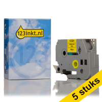 Marca 123tinta reemplaza a Pack: 5x Brother TZe-S641 cinta adhesiva extra negra sobre amarillo 18 mm TZeS641C 650673