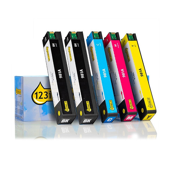 Marca 123tinta reemplaza a Pack ahorro HP 981A cartuchos de tinta 2x negro + 3 color  160758 - 1