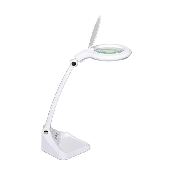 Lámpara LED de aumento con base regulable blanca