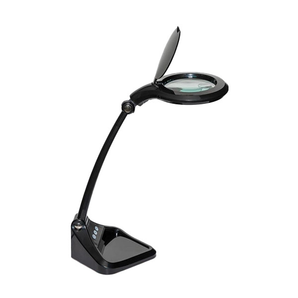 Lámpara LED de aumento con base regulable negra