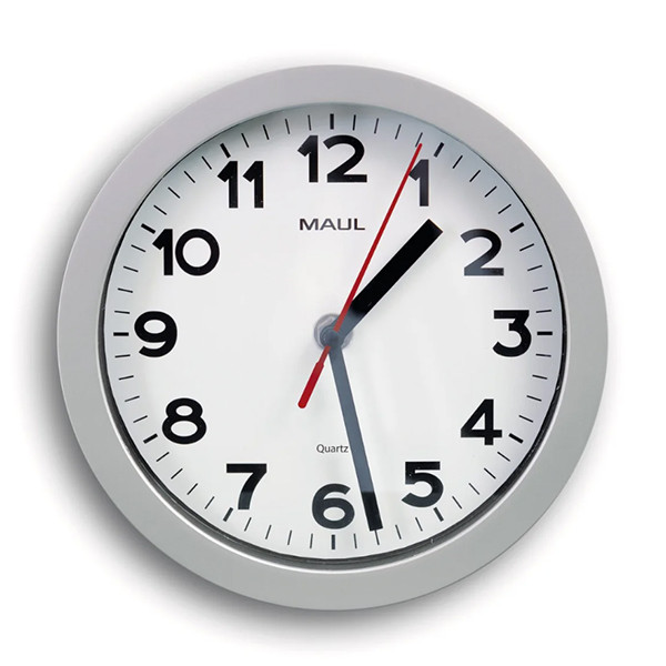Reloj de pared de plástico gris con esfera blanca (Ø 20 cm)