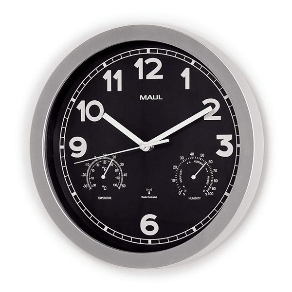 Maul Reloj de pared de plástico radiocontrolado gris con esfera negra (Ø 30 cm) 9059095 402495 - 2