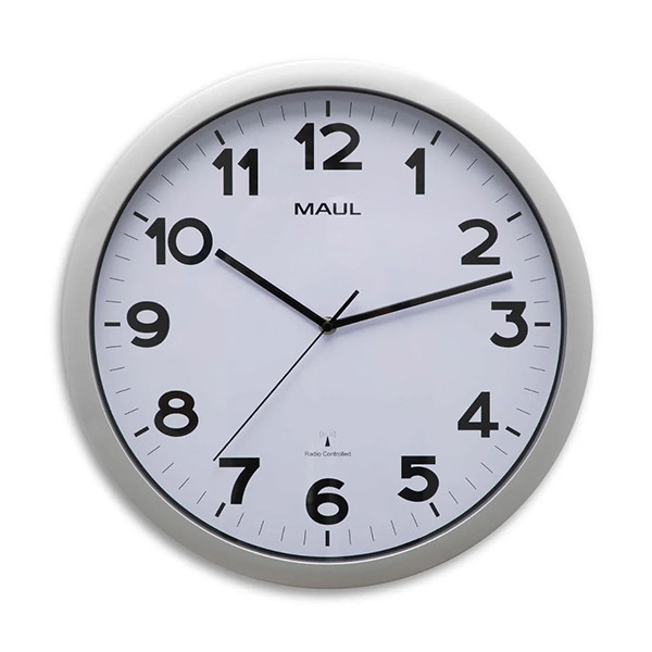 Reloj de pared radiocontrolado de plástico gris con esfera blanca (Ø 40 cm)