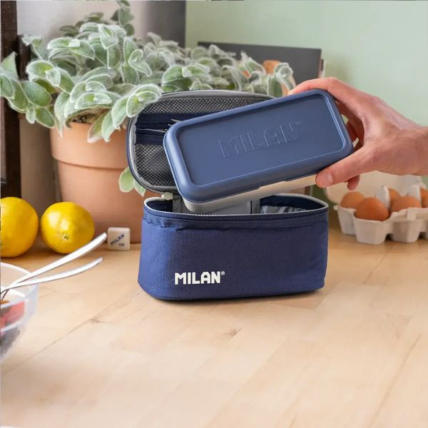 Milan Bolsa Porta Alimentos Azul Isotérmica con Fiambrera 1,5 litros 427595 - 2