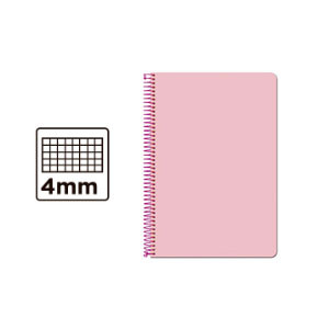 Cuaderno Espiral Cuarto Cuadrícula 4mm 75g (Tapa Dura) - Rosa 425971 - 1