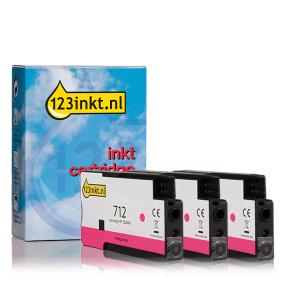 Multipack x3 Marca 123tinta reemplaza a HP 712 (3ED78A) cartucho de tinta magenta 3ED78A 010087 - 1