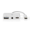 Nedis adaptador USB-C a USB-C USB-A Jack de 3,5 mm blanco (0,1 metros) K010214333 - 1