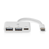 Nedis hub USB-C blanco (USB C a USB C y 2 x USB A)