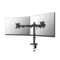 Neomounts Nero Quick Fix Brazo de monitor para 2 monitores negro (con abrazadera y pasacables de escritorio) 204016