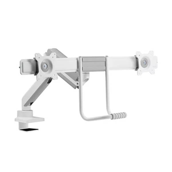 Neomounts Next Core Brazo de monitor con resorte de gas para 2 monitores, blanco (con abrazadera y pasacables de escritorio) 204023 - 2