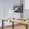 Neomounts Next Lite Brazo de monitor ahorrador de espacio para 1 monitor, color blanco (con abrazadera y pasacables de escritorio) 204013 - 9