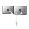 Neomounts Next Lite Brazo de monitor ahorrador de espacio para 2 monitores, blanco (con abrazadera y ojal) 204014 - 1
