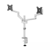 Neomounts Next Lite Brazo de monitor ahorrador de espacio para 2 monitores, blanco (con abrazadera y ojal) 204014 - 9