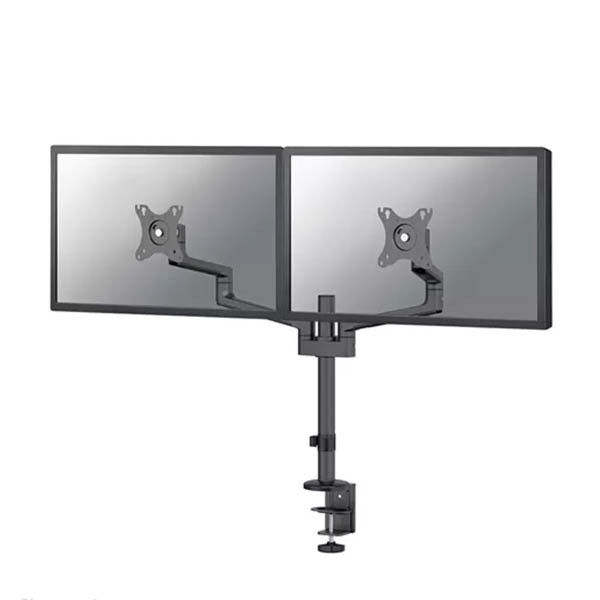 Neomounts Next Lite Brazo de monitor ahorrador de espacio para 2 monitores, negro (con abrazadera y ojal) – imagen 2
