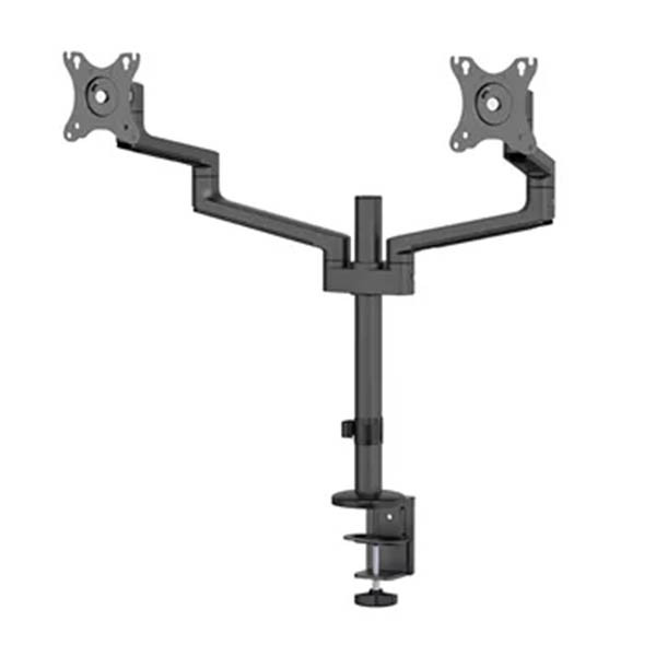 Neomounts Next Lite Brazo de monitor ahorrador de espacio para 2 monitores, negro (con abrazadera y ojal) 204012 - 2