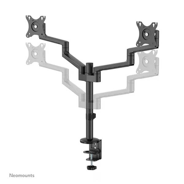 Neomounts Next Lite Brazo de monitor ahorrador de espacio para 2 monitores, negro (con abrazadera y ojal) 204012 - 6