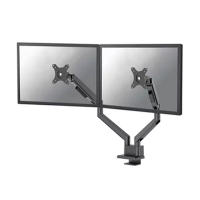 Neomounts Next Slim Desk Brazo de monitor con resorte de gas para 2 monitores, negro (con abrazadera y pasacables de escritorio) 204019