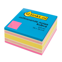 Notas adhesivas en forma de cubo, 123tinta color rosa neón, 76 x 76 mm 2028NPC 300812