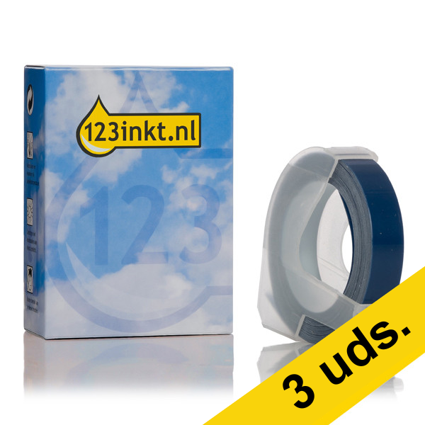 Oferta: 3x Dymo S0898140 cinta gofrada blanca sobre azul (marca 123tinta) 650559 - 1