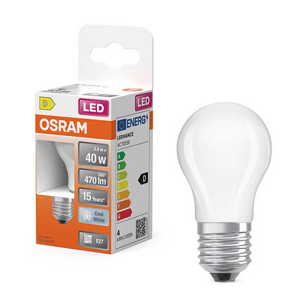 Osram Bombilla LED E27 | Esférica P45 | Mate | 4000K | 3,4 W (40 W) LOS02176 - 1