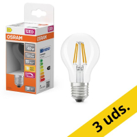 Osram Bombilla LED E27 | Pera A60 | Filamento | Transparente | 2700K | Regulable | 3,4 W (40 W) | Pack 6 uds