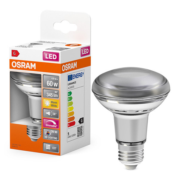 Osram Bombilla LED E27 | Reflector R63 | 2700K | Regulable | 4,9 W (60 W) LOS01351 - 1