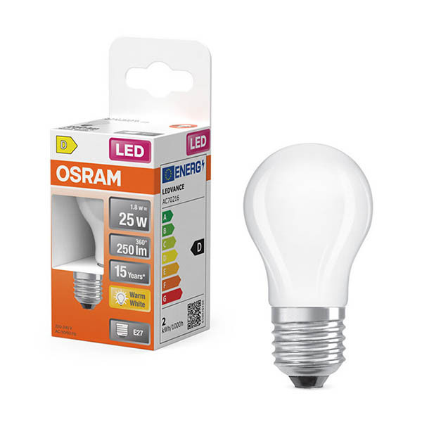 Osram Bombilla LED E27 Esférica P45 Mate 2700K 1,8 W (25 W) LOS01899 - 1