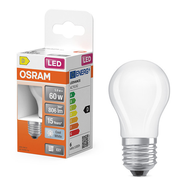 Osram Bombilla LED E27 Esférica P45 Mate 4000K 5,9 W (60 W) LOS01261 - 1