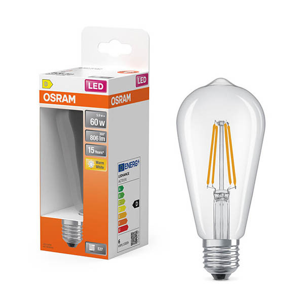 Osram E27 bombilla LED| Edison ST64 | Filamento | Transparente | 2700K | 5,9 W (60 W) LOS01911 - 1