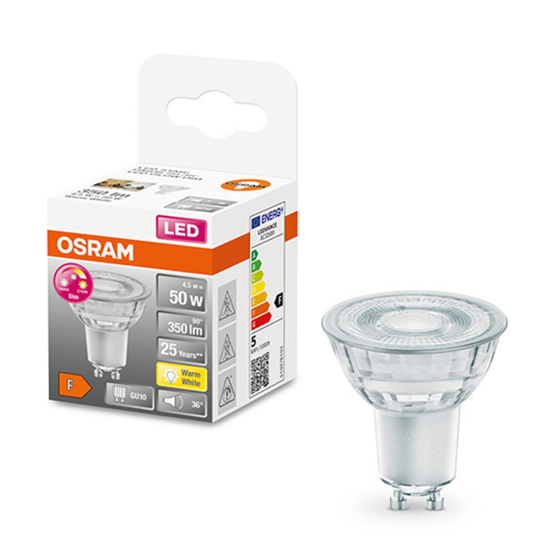 Osram GlowDim bombilla LED GU10 regulable 1800-2700K de 4,5W (50W) LOS00370 - 1