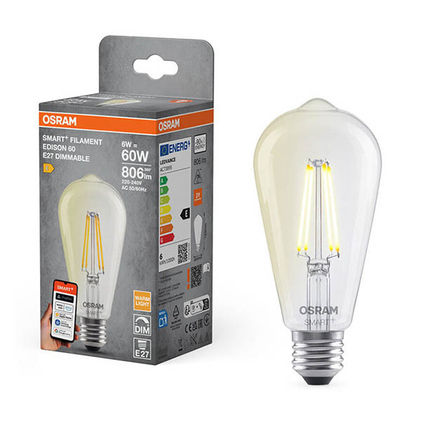 Osram Ledvance Bombilla inteligente E27 | Edison ST64 | Transparente | 2700K | Wi-Fi | 6W LOS02001 - 1