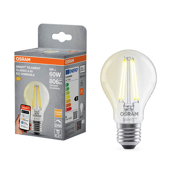 Osram Ledvance Bombilla inteligente  E27 | Pera A60 | Transparente | 2700K | Wi-Fi | 6W LOS02000 - 1