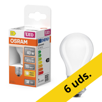Pack: 6x Osram Bombila LED E27 | Esférica P45 | Mate | 2700K | 3,4 W (40 W)