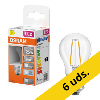 Pack: 6x Osram Bombilla LED  E27 | Esférica P45 | Filamento | Transparente | 4000K | 1,8 W (25 W)