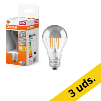 Pack: 6x Osram Bombilla LED E27 | Pera A60 | Filamento | Espejo superior | Plateada | 2700K | 6,5 W (50 W)