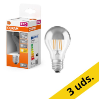 Pack: 6x Osram Bombilla LED E27 Pera A60 Filamento Espejo superior Plateada 2700K 4W (35W)