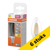 Pack: 6x Osram bombilla LED E14 filamento transparente 2700K de 5,5 W (60 W)
