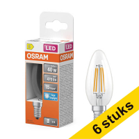 Pack: 6x Osram bombilla LED E14 filamento transparente 6500K de 3,4 W (40 W)