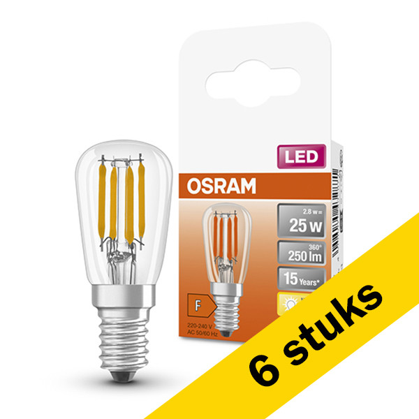 Pack: 6x Osram bombilla LED E14 filamento transparente de 2.8 W (25W) LOS00357 - 1
