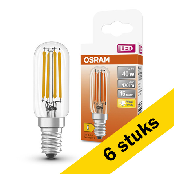 Pack: 6x Osram bombilla LED E14 filamento transparente de 4.2 W (40W) LOS00359 - 1