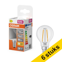 Pack: 6x  Osram bombilla LED E14 filamento transparente esférica P45 2700K de 1W (15W)